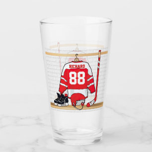 Personalisiertes rotes und weißes Eis-Hockey Glas