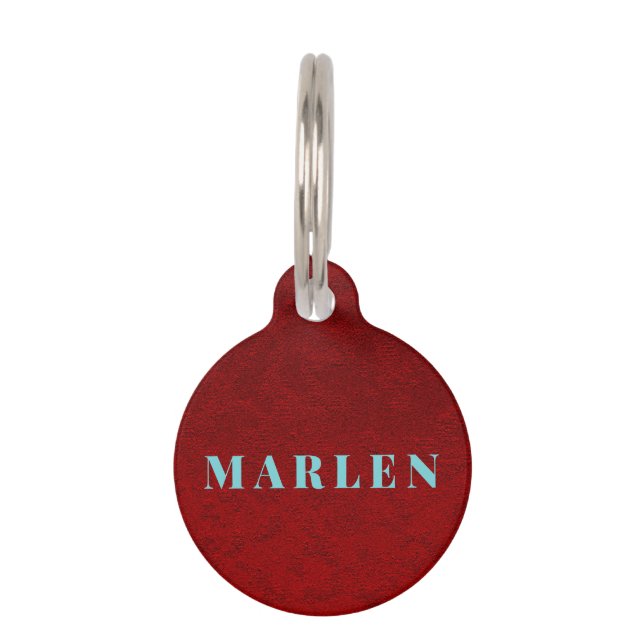Personalisiertes Rotes Velvet Haustiermarke (Vorderseite)