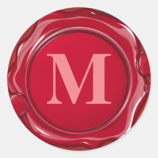 Personalisiertes rotes Wachssiegel-Initial Runder Aufkleber