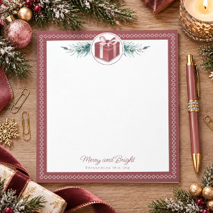 Personalisiertes rotes Weihnachtsgeschenk Notizblock