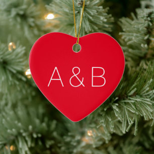 Personalisiertes rotes Zierpaar Weihnachten Keramik Ornament