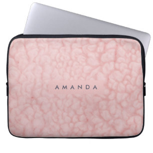 Personalisiertes Rouge Pastellrosa Kunstfell Laptopschutzhülle