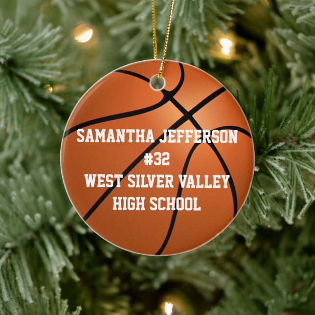Personalisiertes Round Basketball Sports Ornament (Baum)