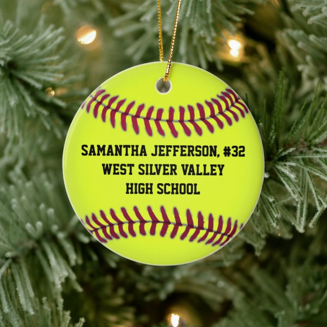 Personalisiertes Round Softball Sports Ornament (Baum)
