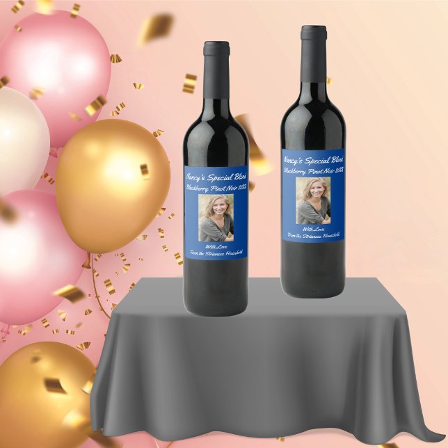 Personalisiertes Royal Blue Friend Party Weinkarte Weinetikett (Personalized Wine Labels do any occasion
)