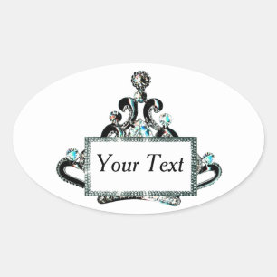 Personalisiertes "Royal Tiara" Ovaler Aufkleber