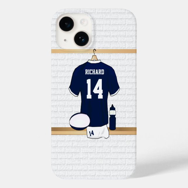 Personalisiertes Rugby Jersey im Schließzimmer Case-Mate iPhone 14 Hülle (Rückseite)