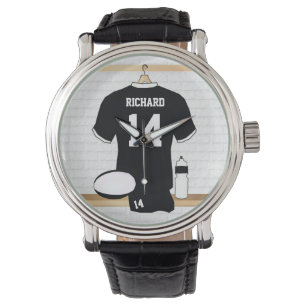 Personalisiertes Rugby Jersey Schwarzweiss Armbanduhr
