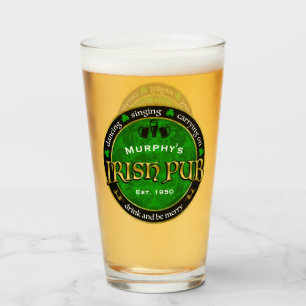 Personalisiertes, rundes irisches Pub-Logo Glas