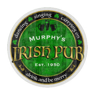 Personalisiertes, rundes irisches Pub-Logo Schneidebrett