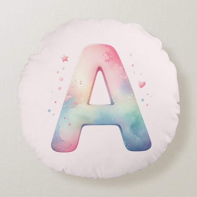 Personalisiertes rundes Kopfkissen "A" Rundes Kissen (Vorderseite)