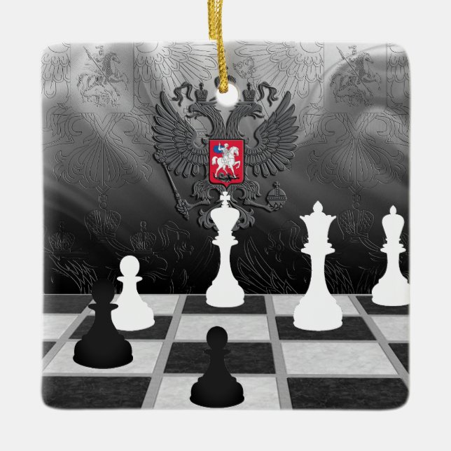 Personalisiertes Russisches Flag Schachbrett und S Keramikornament (Vorderseite)