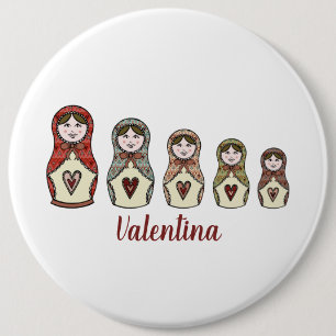 Personalisiertes Russisches Puppe Matryoshka Butto Button