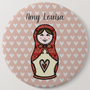Personalisiertes Russisches Puppe Matryoshka Butto Button
