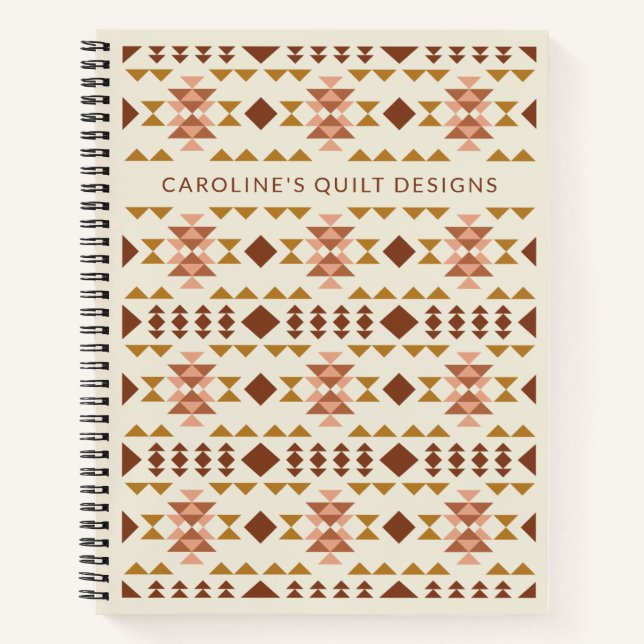 Personalisiertes Rust Brown Quilt Design Graph Pap Notizbuch (Vorderseite)