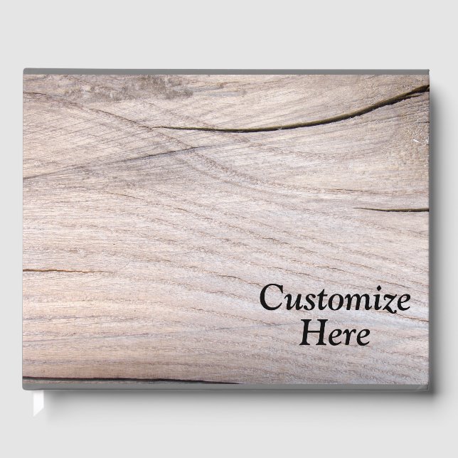 Personalisiertes Rustic Wood Grain Design Gästebuc Gästebuch (Vorderseite)