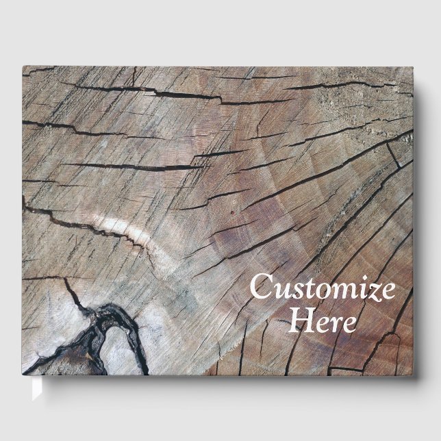 Personalisiertes Rustic Wood Grain Design Gästebuc Gästebuch (Vorderseite)