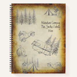 Personalisiertes rustikales Abenteuer-Camping Notizbuch