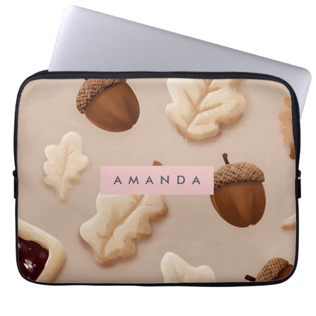 Personalisiertes rustikales Acorn- und Oakenleaf-M Laptopschutzhülle (Vorderseite)