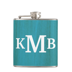 Personalisiertes rustikales Chic Wood Classic Mono Flachmann
