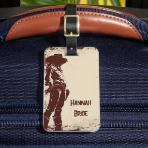 Personalisiertes Rustikales Cowgirl-Western-Party Gepäckanhänger