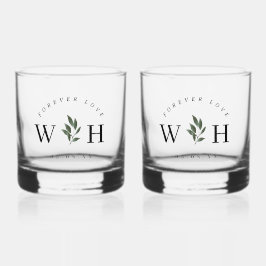 Personalisiertes rustikales florales Stamm-Hochzei Whiskyglas