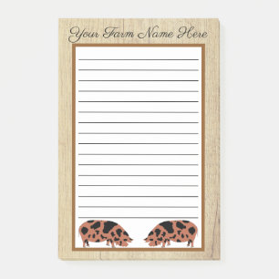Personalisiertes Rustikales Holz Kune Pig Post-it Klebezettel