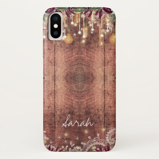 Personalisiertes rustikales Holz & Licht Case-Mate iPhone Hülle (Rückseite)