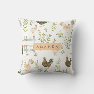 Personalisiertes Rustikales Landhaus Hühnchen & Gr Kissen