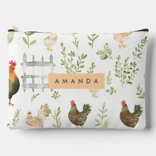 Personalisiertes Rustikales Landhaus Hühnchen & Gr Zubehörtasche