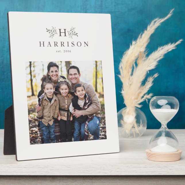 Personalisiertes rustikales monogramm Foto Fotoplatte (Seite)