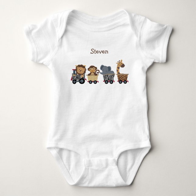 Personalisiertes Safari-Shirt Baby Strampler (Vorderseite)