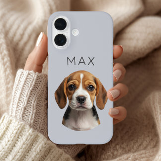 Personalisiertes Sage-Hund-Foto & Name iPhone 16 Hülle