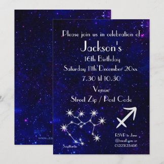 Personalisiertes Sagittarius Zodiac Galaxy Party Einladung