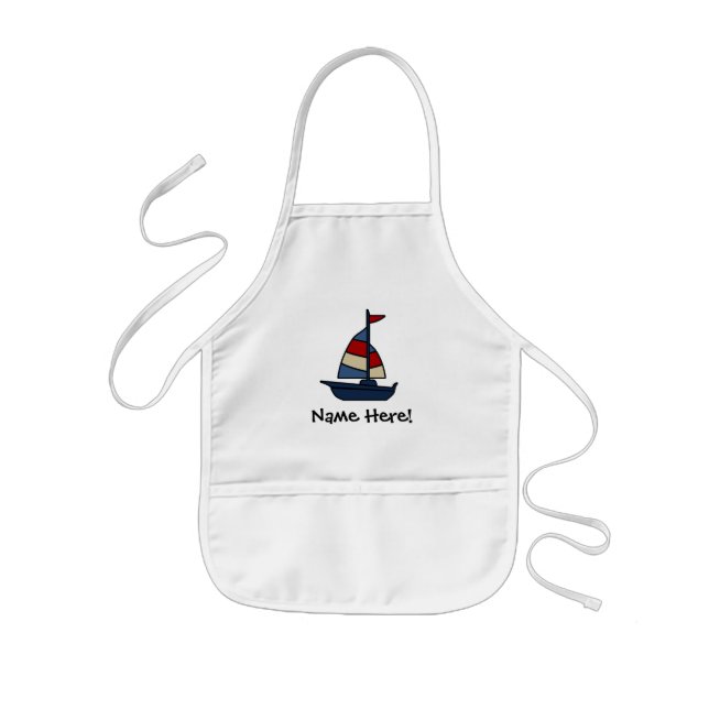 Personalisiertes Sailboat Blue/Tan Boy's Kinderschürze (Vorne)