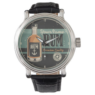Personalisiertes Sailor Rum Liquor Flasche Retro S Armbanduhr