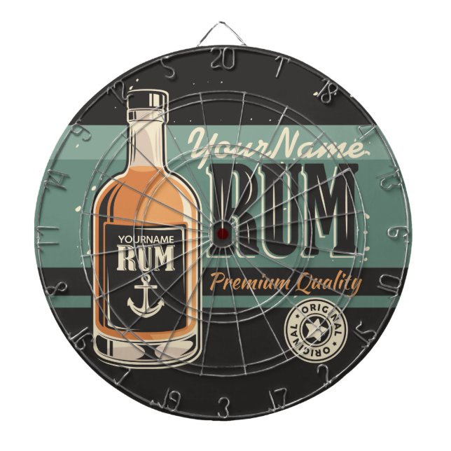 Personalisiertes Sailor Rum Liquor Flasche Retro S Dartscheibe (vorne)
