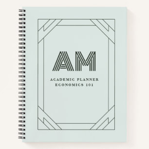 Personalisiertes Salbei-Minz-Ton-in-Ton-Monogramm Notizbuch