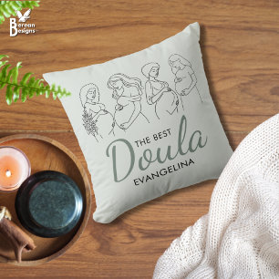 Personalisiertes Salbeigrün BEST DOULA Würdigung Kissen