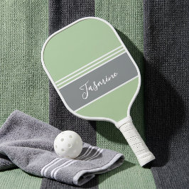 Personalisiertes Salbeigrün Grau Benutzername  Pickleball Schläger