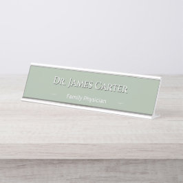 Personalisiertes Salbeigrün-Name Minimalistischer  Schreibtischnamensplakette