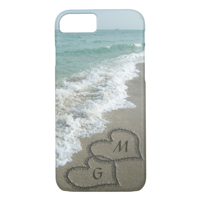 Personalisiertes Sandherz am Strand Case-Mate iPhone Hülle (Rückseite)