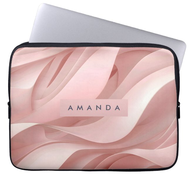 Personalisiertes sanftes Rosa Abstract Flow Design Laptopschutzhülle (Vorderseite)