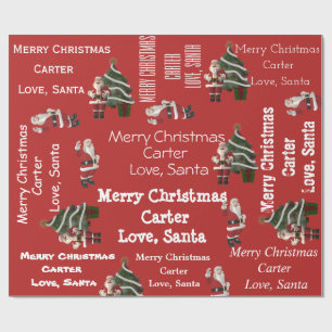 Personalisiertes Sankt-Weihnachtsrot Geschenkpapier
