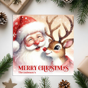 Personalisiertes Santa Rudolph Schneebedecktes Wei