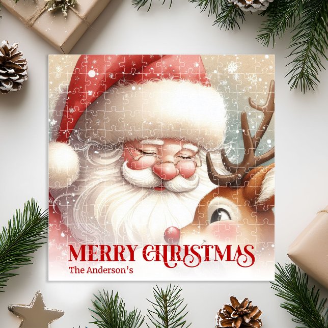 Personalisiertes Santa Rudolph Weihnachtsgeschenk  (Personalized Santa Rudolph Christmas Kids Gift Family Puzzle

)