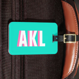 Personalisiertes Schatten-Monogramm Pink Aqua Grün Gepäckanhänger