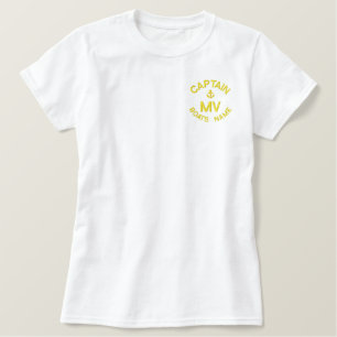 Personalisiertes Schiffskapitän Monogramm und Anke Besticktes T-Shirt