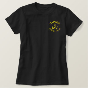 Personalisiertes Schiffskapitän Monogramm und Anke Besticktes T-Shirt