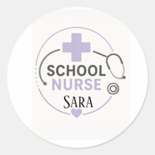 Personalisiertes Schild für die Schulkrankenschwes Runder Aufkleber